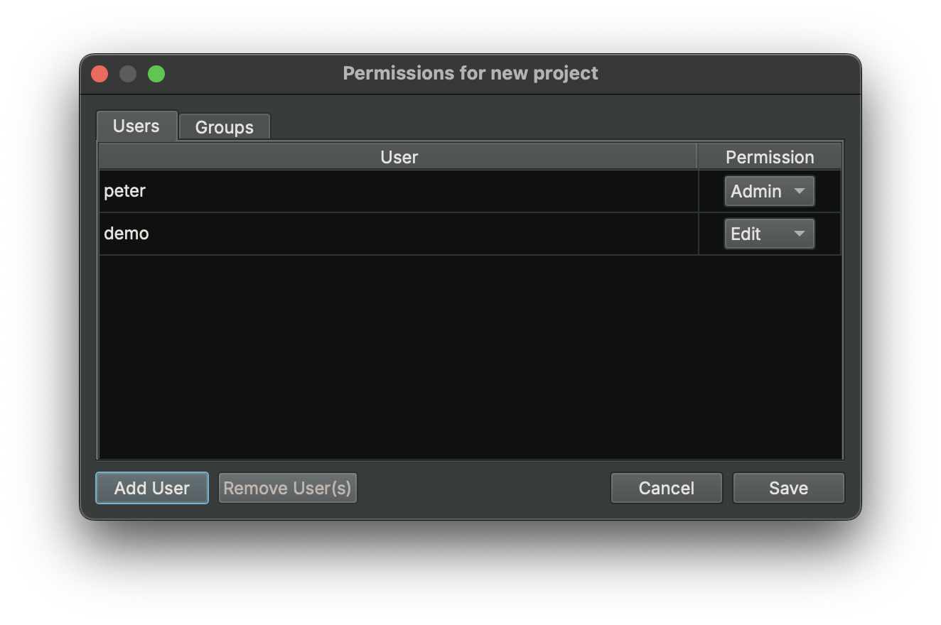 Manage Permissions Dialog
