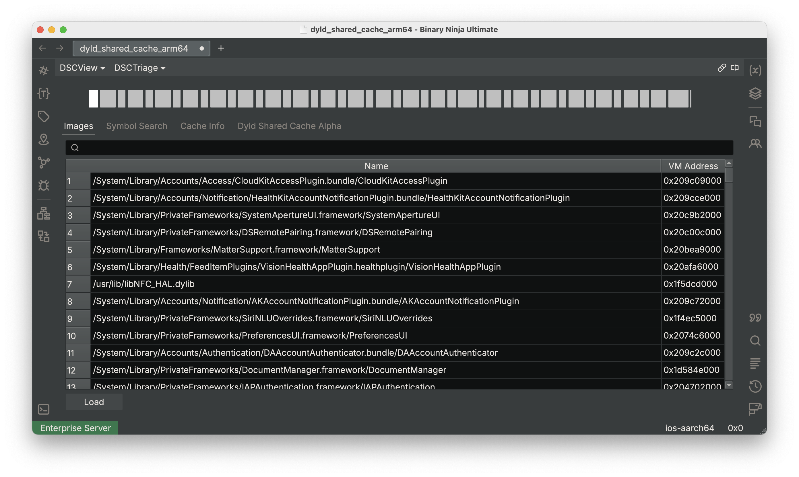 Dyld Shared Cache Image List