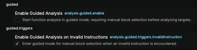 Guided Analysis Settings